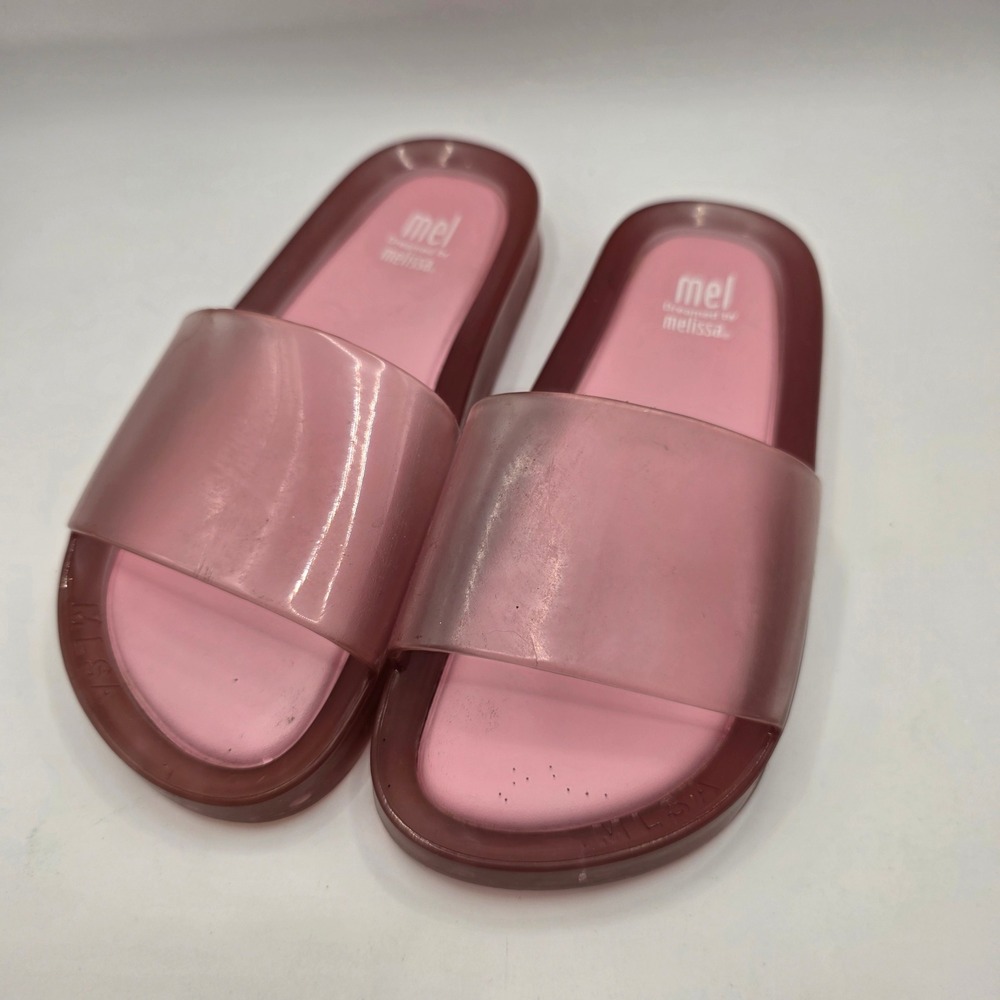 Mel Dreamed by Melissa Pink Jelly Slide Sandals Kids Size 13 USA 31 EUR Flat